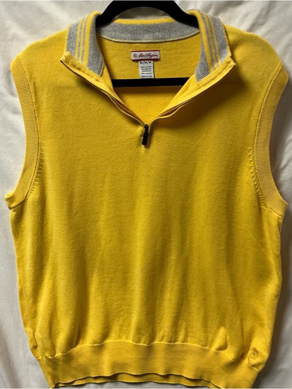 Vintage Hogan Yellow Cotton Half-Zip Polo Sweater